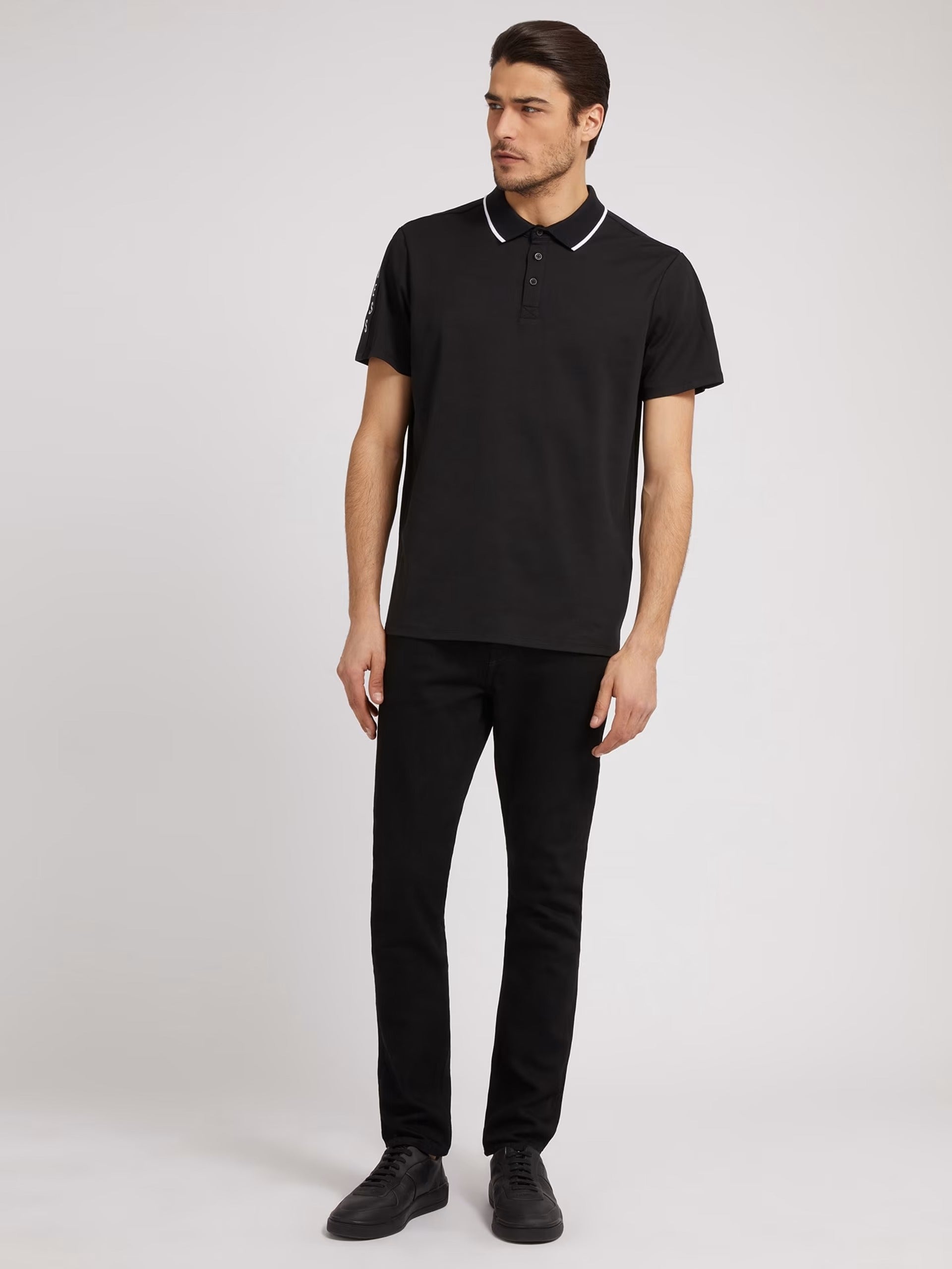 Ss Paul Pique Tape Polo Jet Black A996