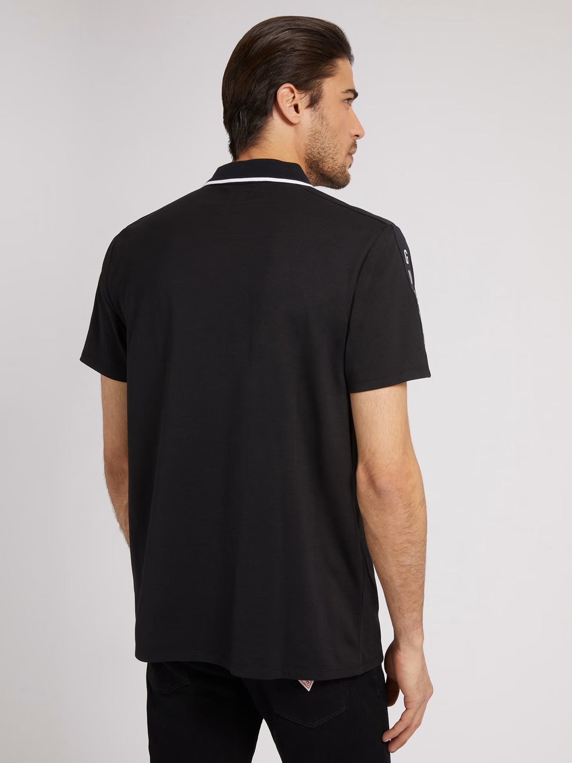 Ss Paul Pique Tape Polo Jet Black A996