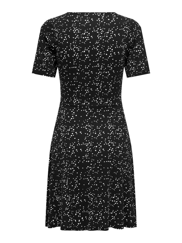 Vestido mujer Only 15297612 Onlverona S/S Short Dress Jrs Noos Black Julie White Dot