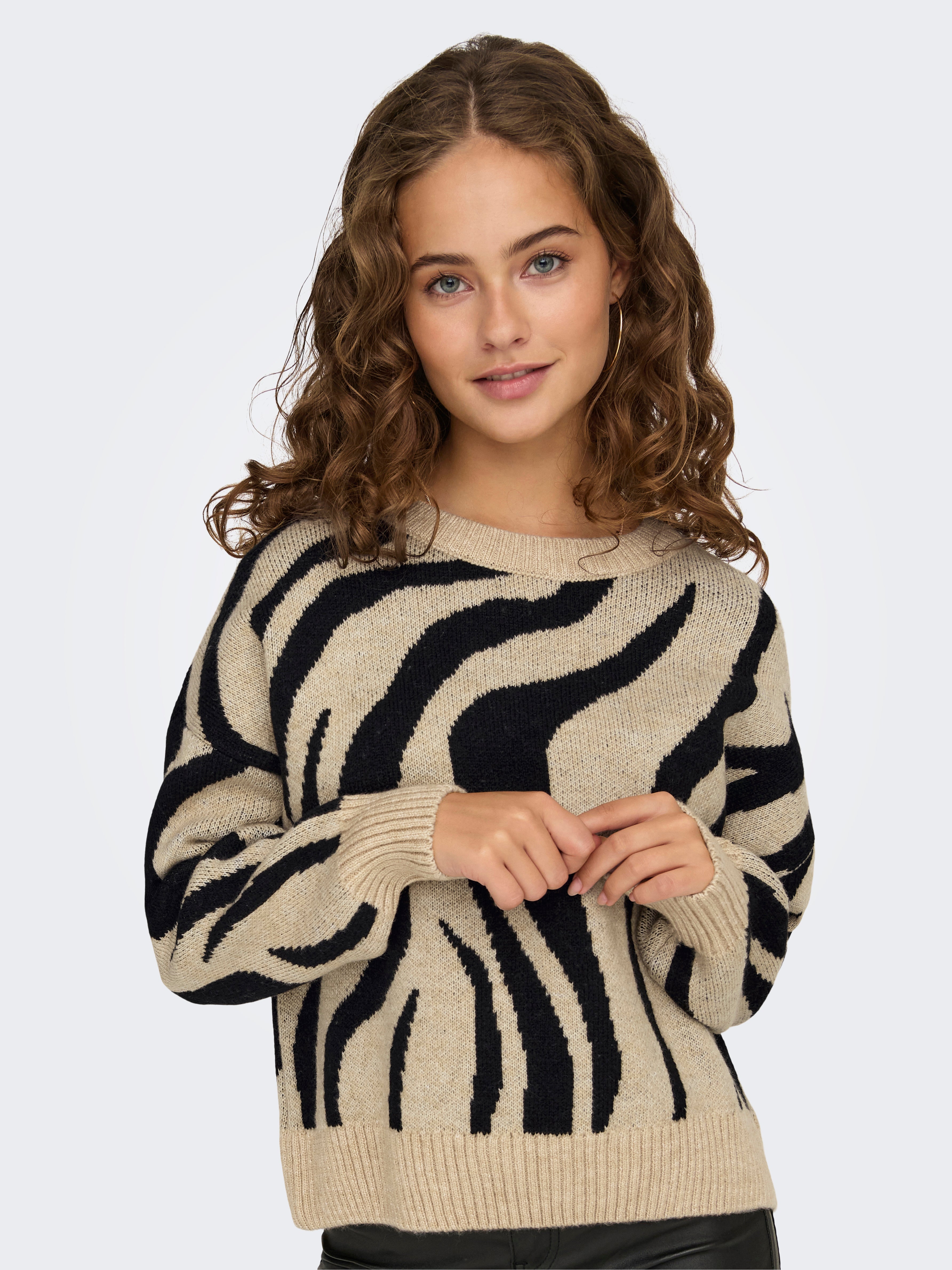 Only Onlhazel Ls O-Neck Jq Knt 15328215 Humus Black