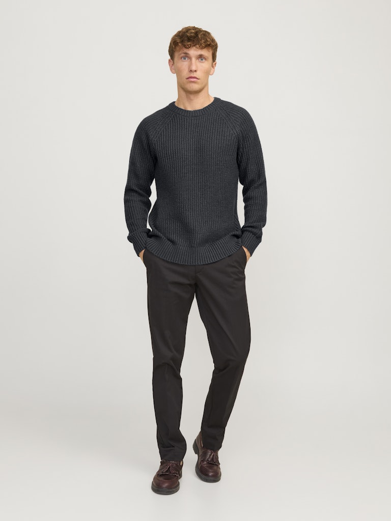 Jack & Jones Jjjones Knit Crew Neck Jack & Jones Pullover 12267393Asphalt Twisted w. Black