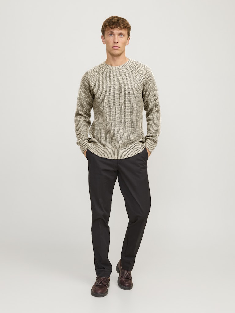 Jack & Jones Jjjones Knit Crew Neck Jack & Jones Pullover 12267393White Twisted w. Crockery