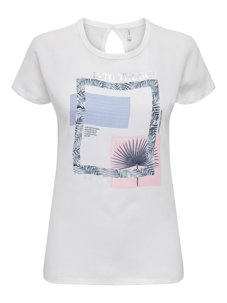 Onlflora Reg S/S Top Box Jrs Cloud Dancer Sun