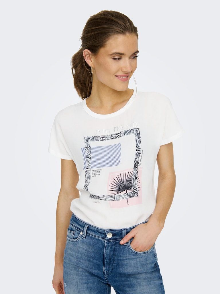 Onlflora Reg S/S Top Box Jrs Cloud Dancer Sun