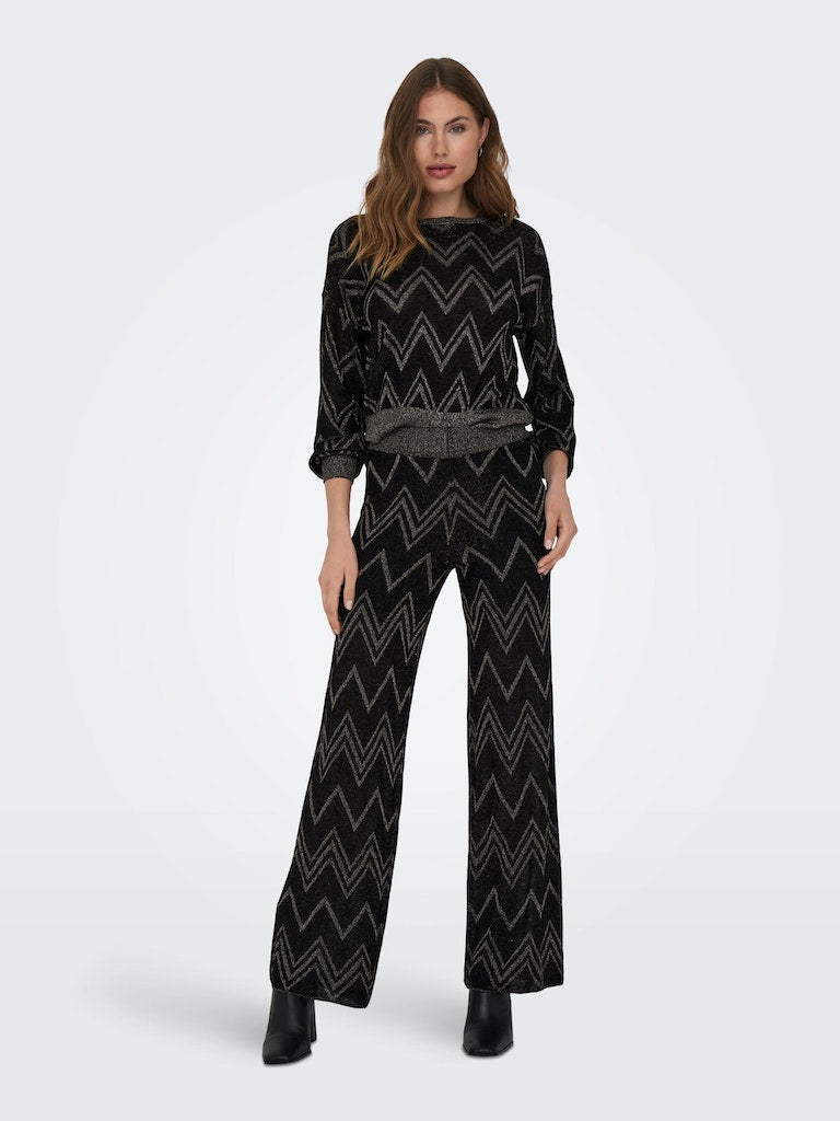Onlnicole Life Ls Glitter O-Neck KntBlack Glitter