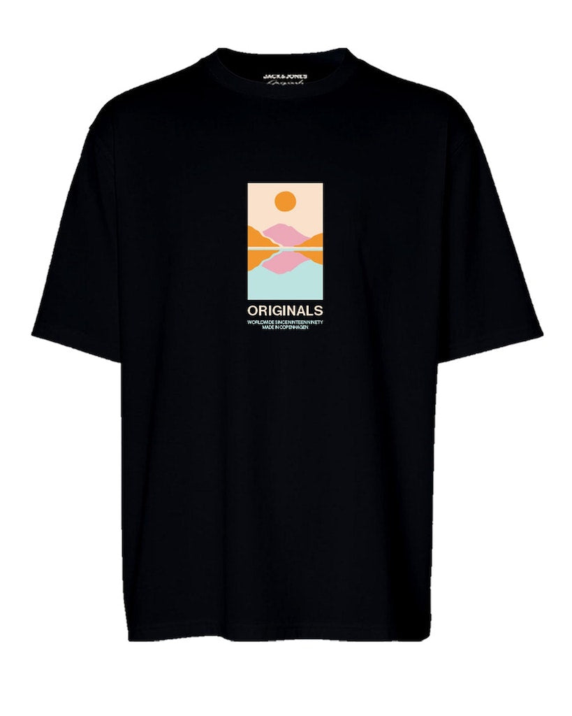 Jorlafayette 12255640 Tee Ss Crew Neck 1 Fst Ln Black de Jack & Jones