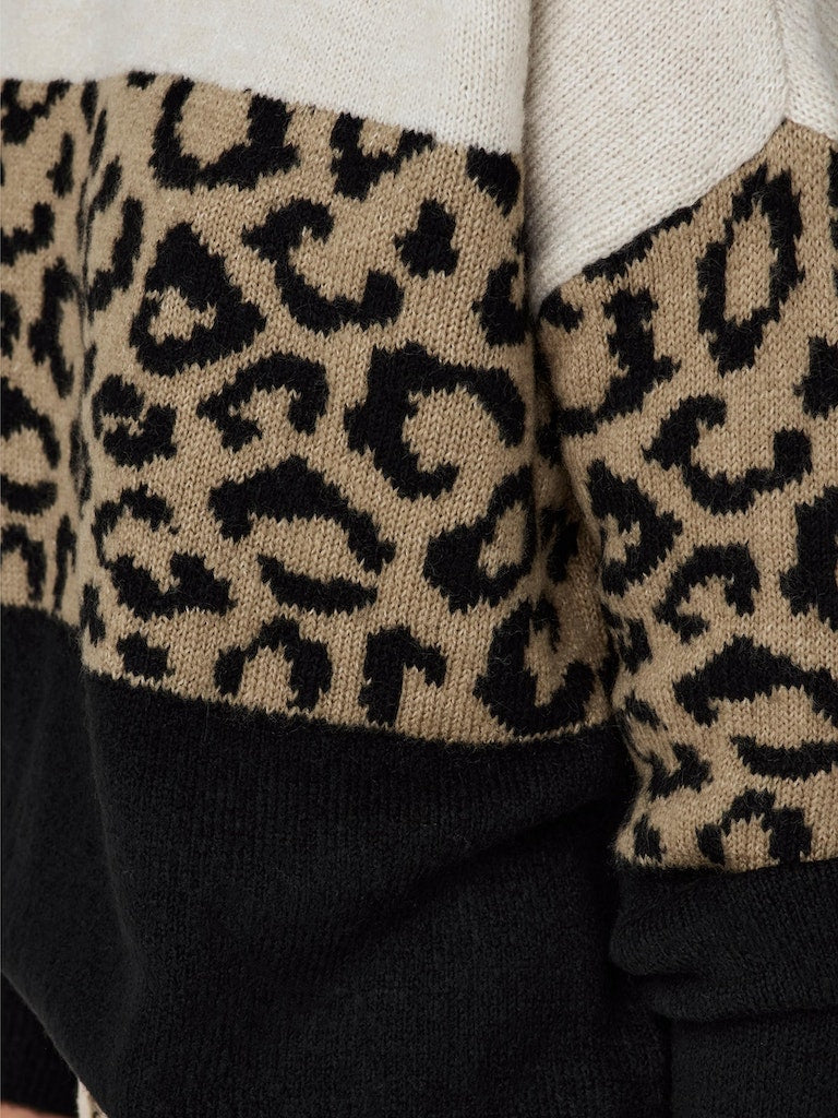 Onljade Animal Ls O-Neck Nca KntMoonbeam Black/Toasted Coconut