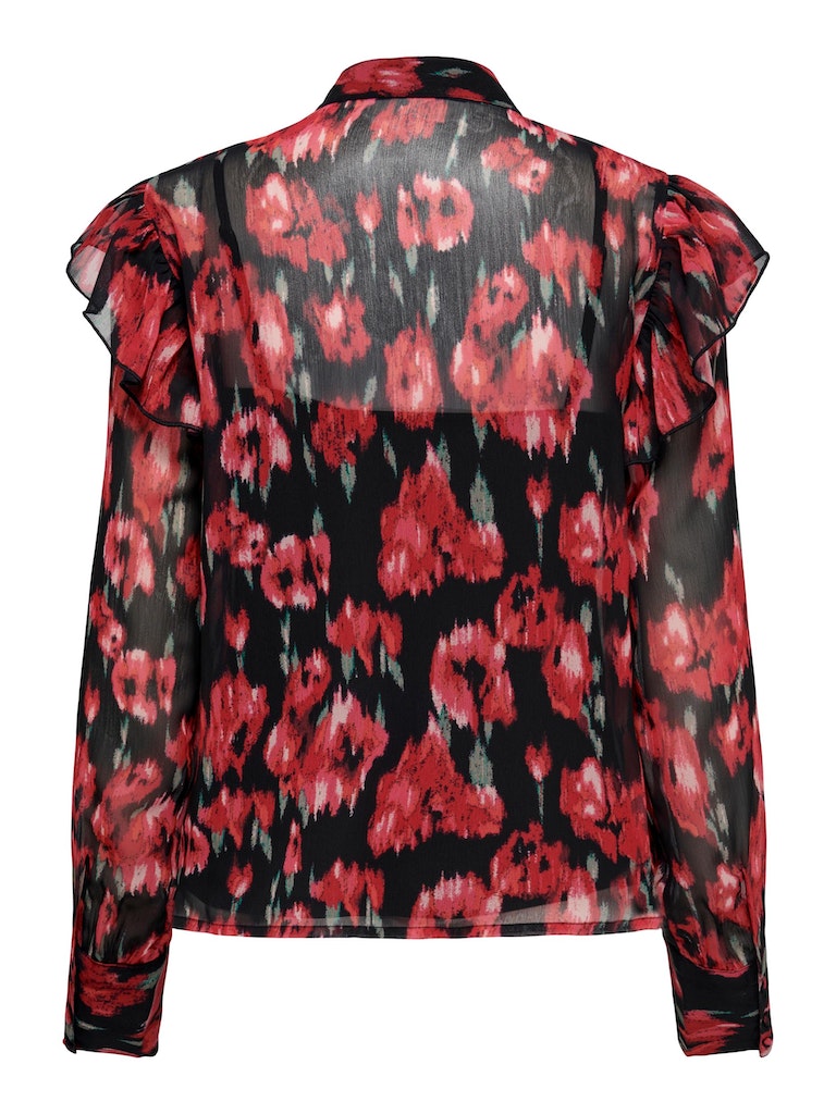 Onlmarise L/S Frill Shirt PtmPoppy Red Ikat flowers