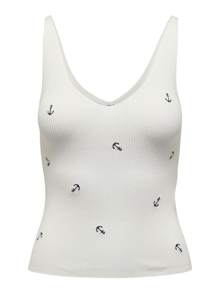 Jdynanna S/L Embroidery Top Knt Cloud Dancer