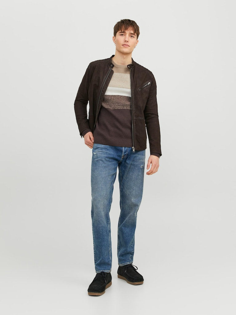 Jjpannel Knit Crew Neck Aw23Crockery BLOCKING