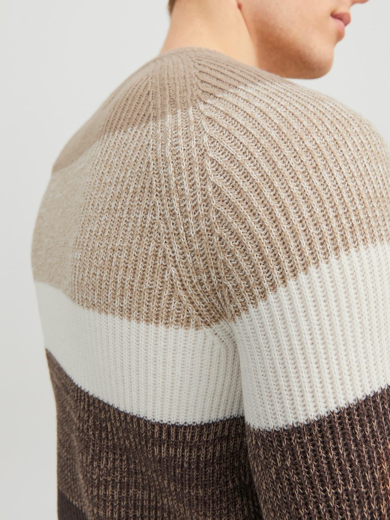 Jjpannel Knit Crew Neck Aw23Crockery BLOCKING