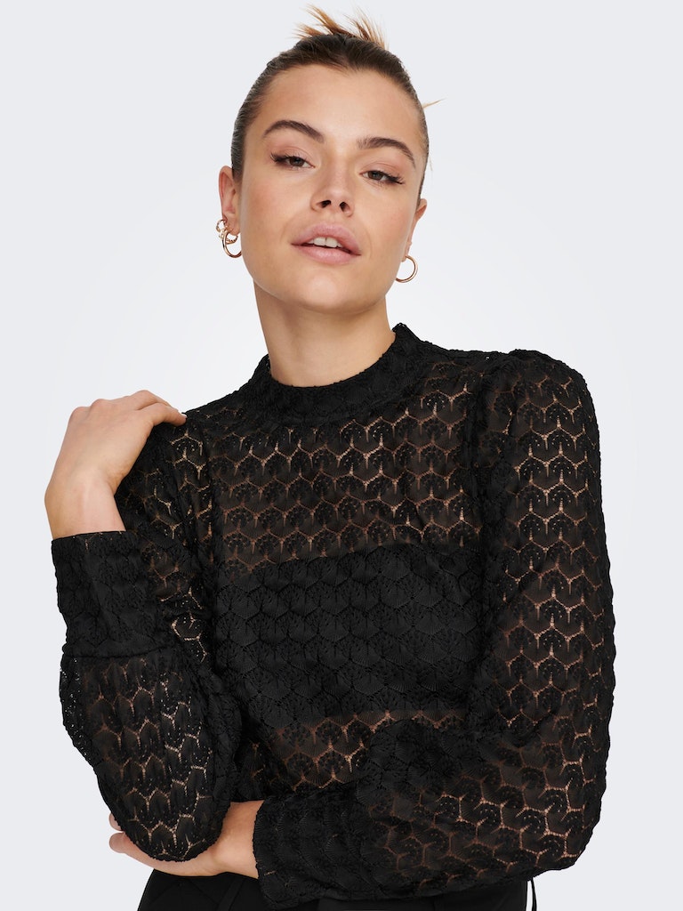 Jdyavery L/S Lace Top Jrs NoosBlack