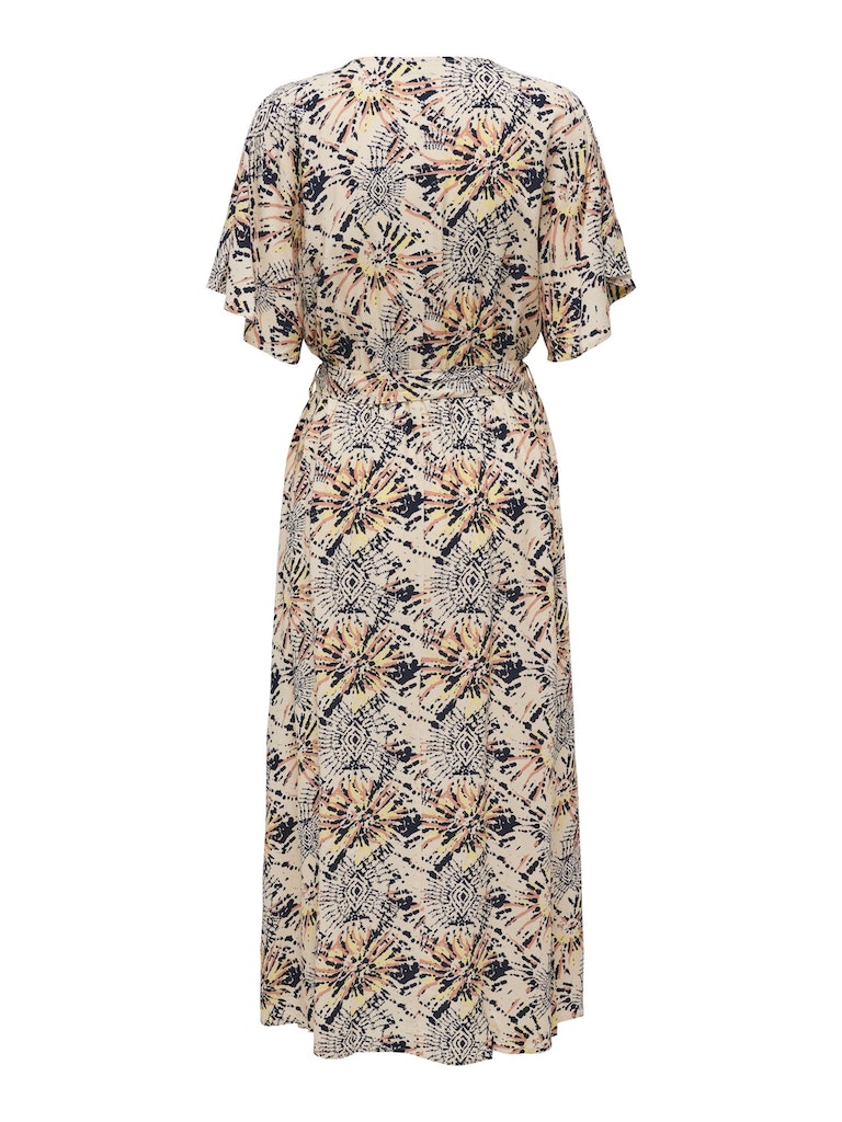 Jdygaya S/S Long Wrap Dress Wvn Exp Eggnog Aura Print