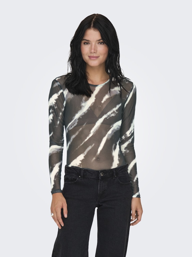 Top ONLY Onlparis L/S O-Neck Mesh Top Jrs 15329379 Black Gradiant
