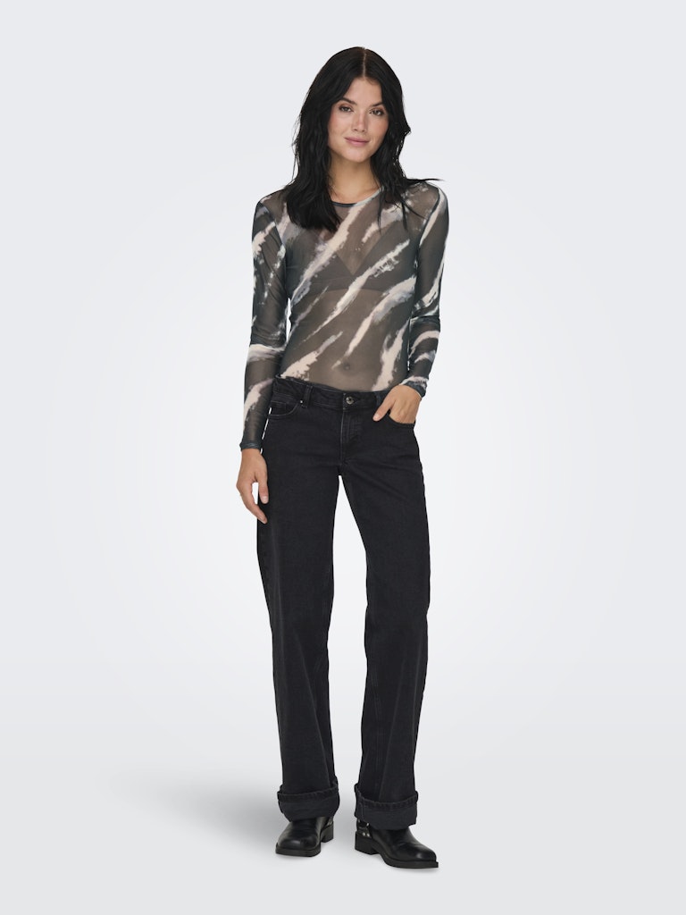 Top ONLY Onlparis L/S O-Neck Mesh Top Jrs 15329379 Black Gradiant