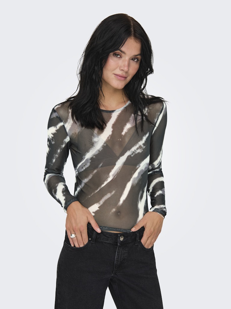 Top ONLY Onlparis L/S O-Neck Mesh Top Jrs 15329379 Black Gradiant