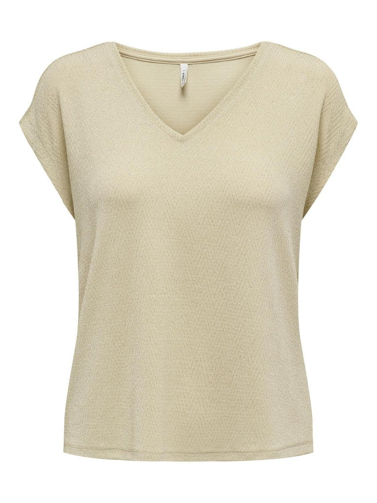 Onlnew Carol S/S Glitter Top Box Jrs Brown Rice Herringbone Frosted Almond 15310126 Only