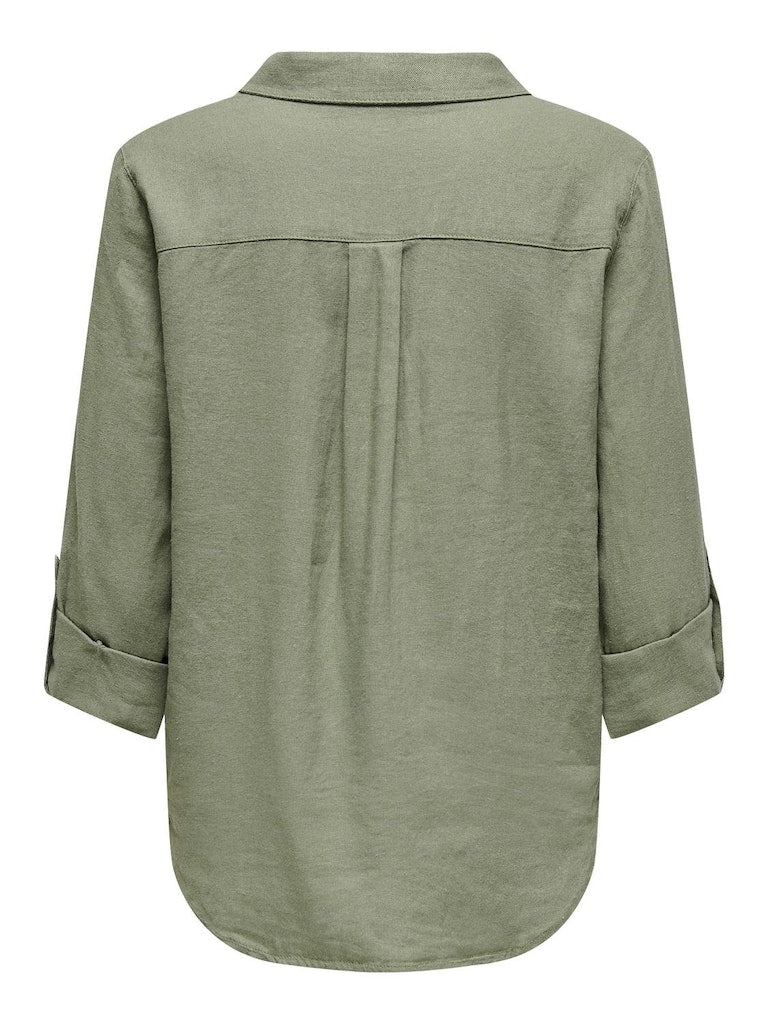 Onlyasmin-Caro L/S Linen Shirt Pnt Noos Oil Green 15311011 de Only