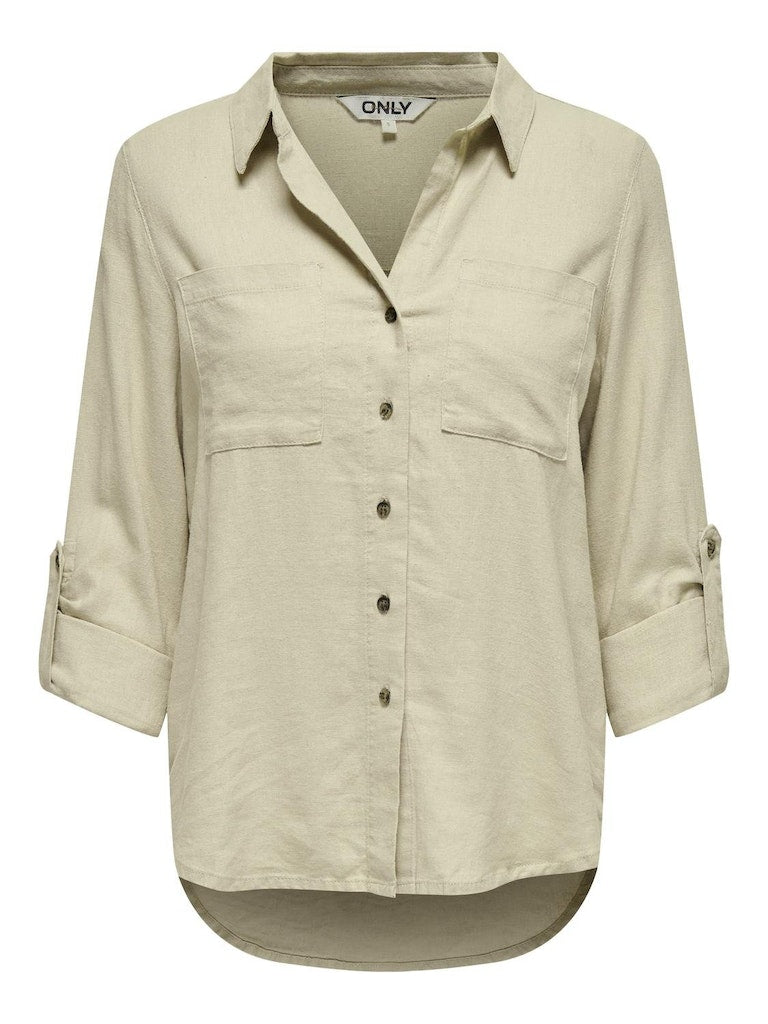Onlyasmin-Caro L/S Linen Shirt Pnt Noos Oxford Tan 15311011 de Only