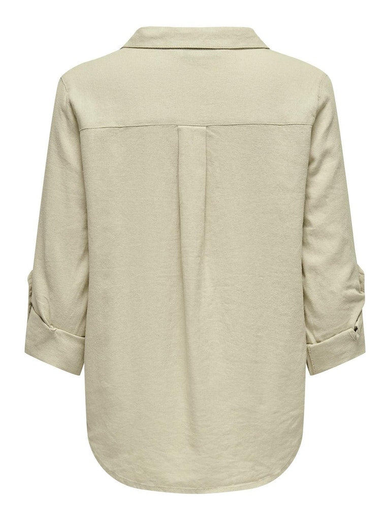 Onlyasmin-Caro L/S Linen Shirt Pnt Noos Oxford Tan 15311011 de Only