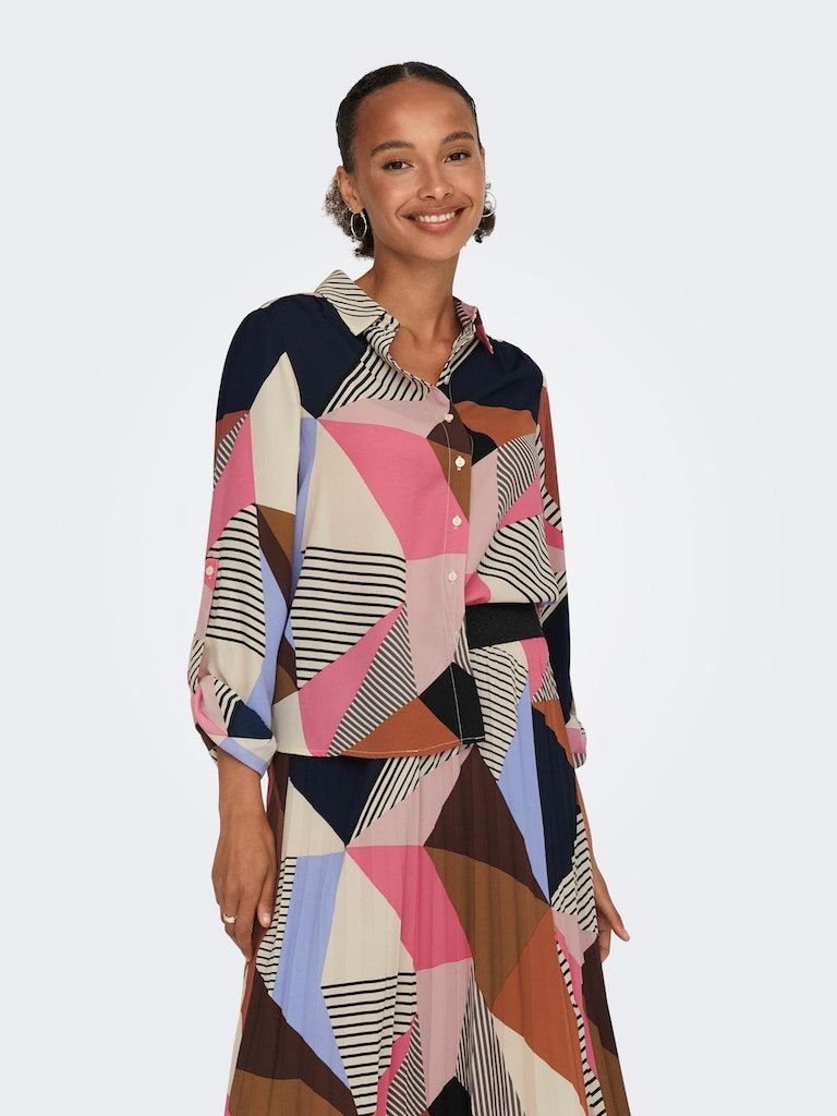 Onlsimone Life L/S Plisse Shirt PtmConfetti Poetic graphic