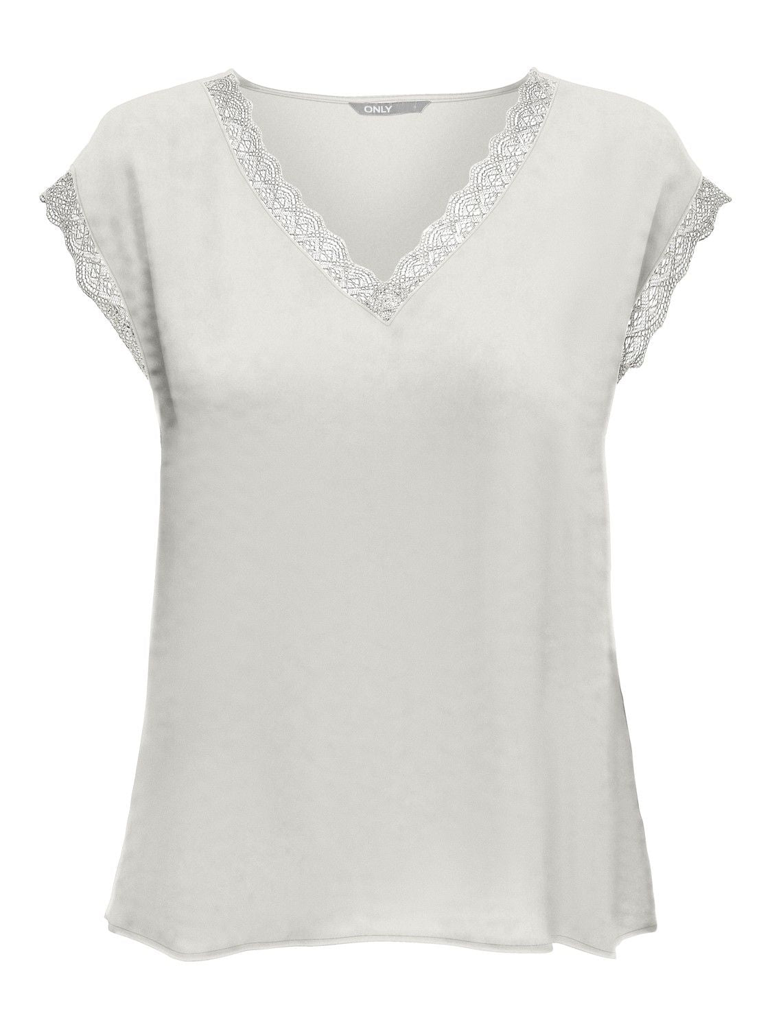 Onljasmina Fr S/S V-Neck Lace Top Ptm Cloud Dancer