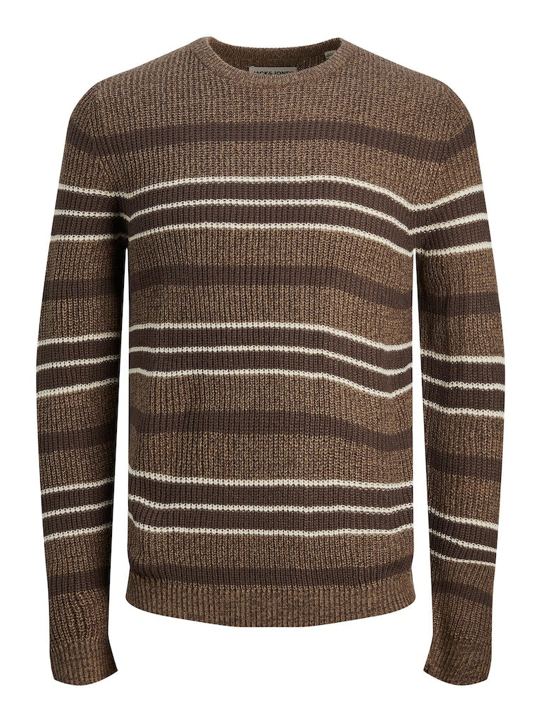 Jcotwist Striped Knit Crew NeckSeal Brown Moonbeam & Seal Brown