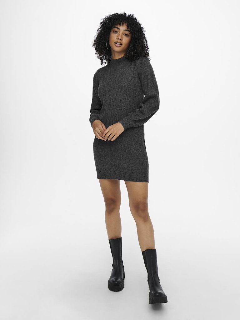 JDY Jdyrue L/S High Neck Dress Knt Noos 15238237 Dark Grey Melange