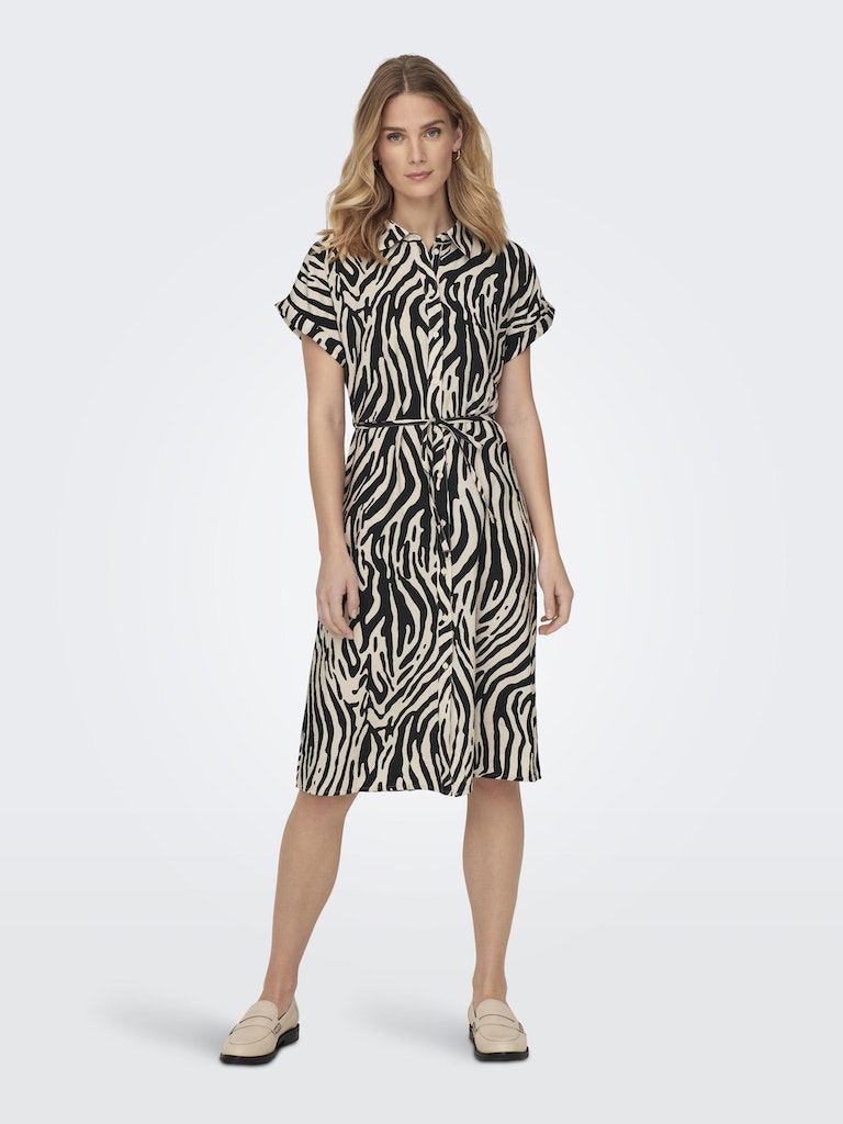 Jdycamille 15286472 S/S Shirt Dress Wvn Tapioca Black Zebra de Jdy