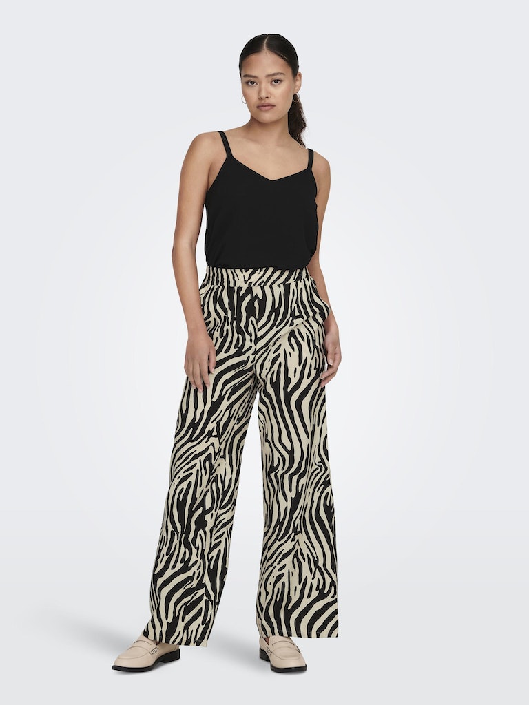 Pantalón 15286473 Jdycamille Mw Wide Pant Wvn Tapioca Black Zebra de Only