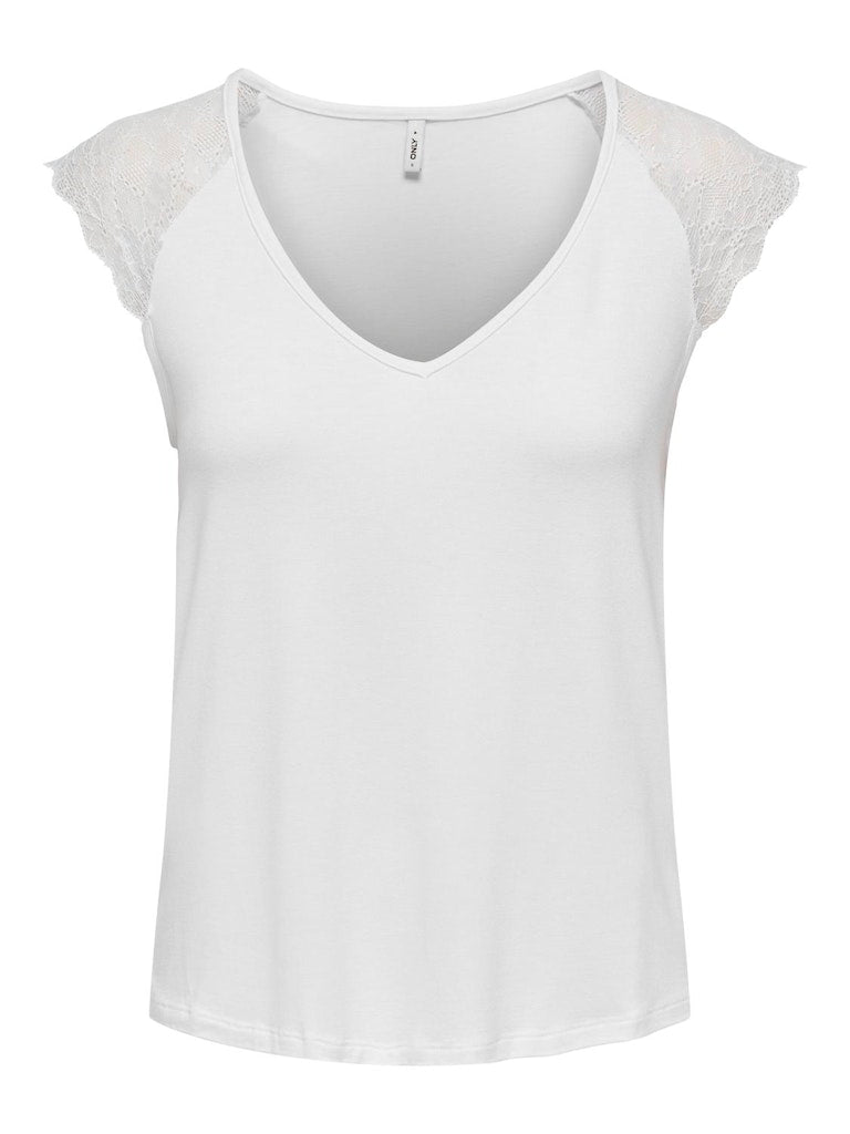 Onlpetra S/S Lace Mix Top Jrs Noos White 15315803 de Only