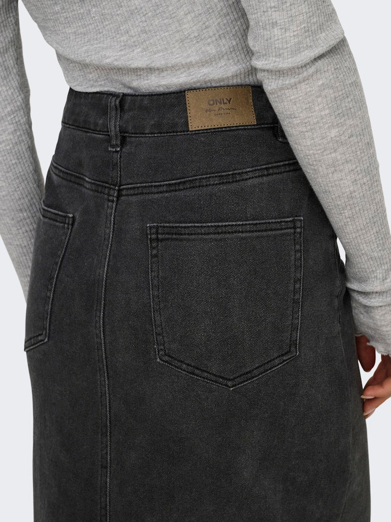 Onlkita Button Maxi Dnm Skirt Gua Washed Black