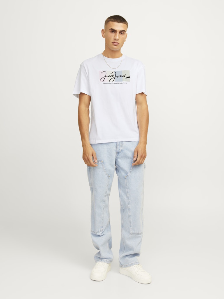 Jack & Jones Jorportland Block Branding Ss Cn Ln 12262662 Bright White Hombre