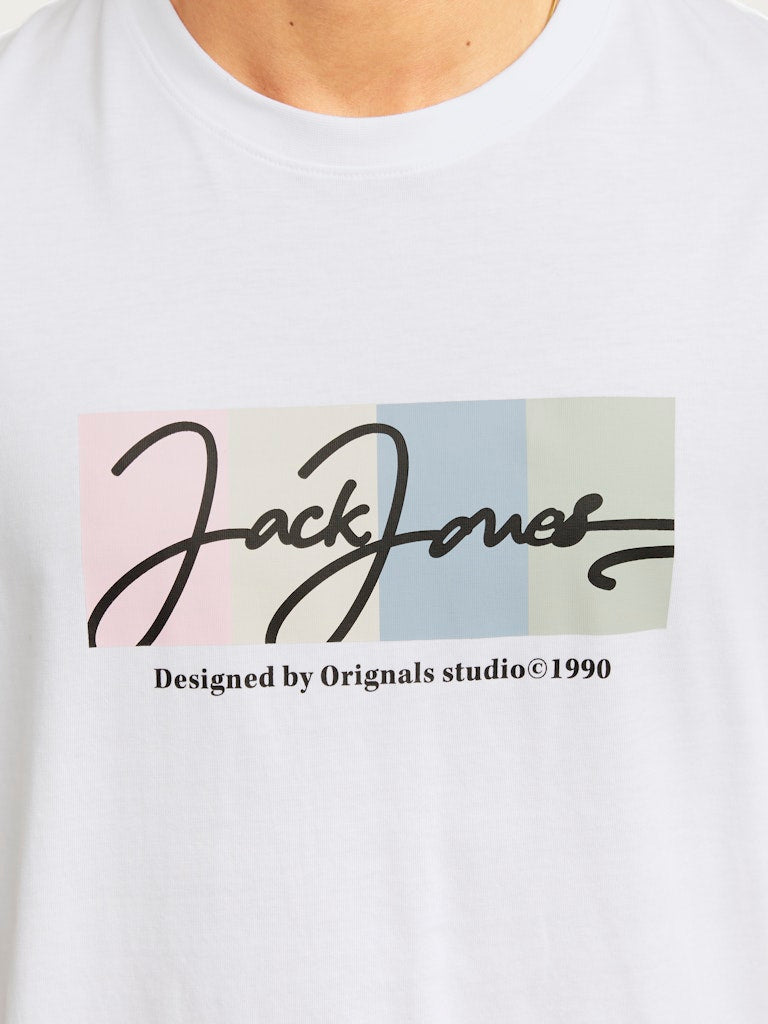 Jack & Jones Jorportland Block Branding Ss Cn Ln 12262662 Bright White Hombre