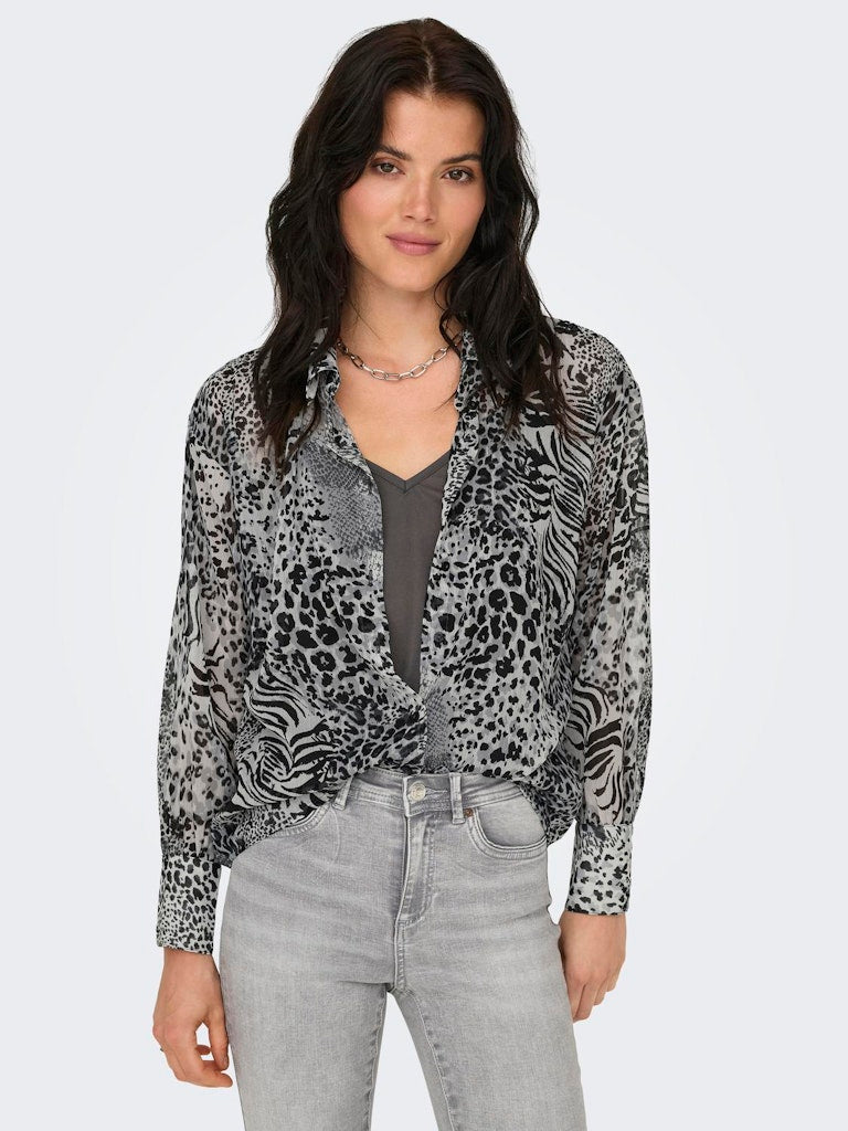 Only Onlria Life L/S Shirt Ptm 15329222 Gray Violet Ranch Animal