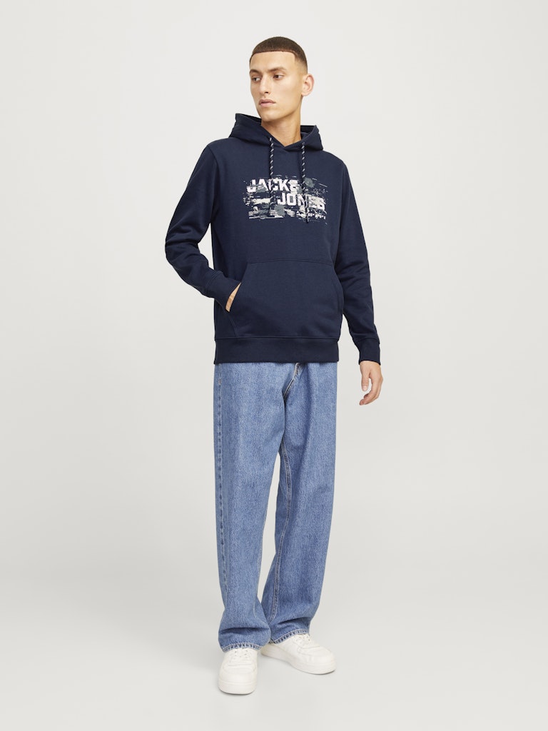 Jack & Jones Jcooutdoor Logo Sweat Hood Sn 12261670 Navy Blazer