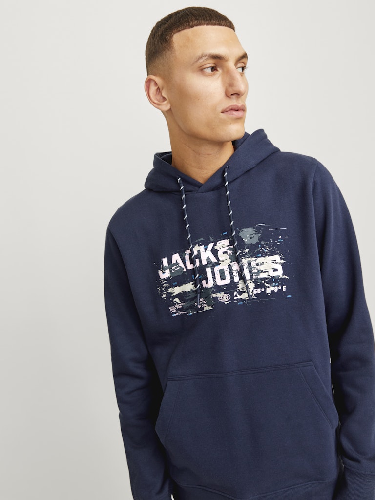 Jack & Jones Jcooutdoor Logo Sweat Hood Sn 12261670 Navy Blazer
