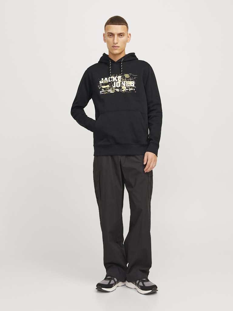 Jack & Jones Jcooutdoor Logo Sweat Hood Sn 12261670 Black