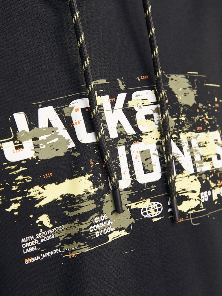 Jack & Jones Jcooutdoor Logo Sweat Hood Sn 12261670 Black