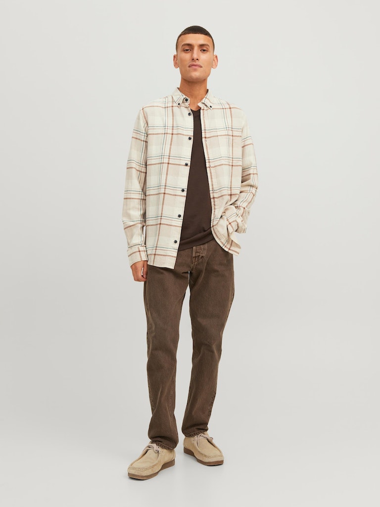 Jprblubrook Check Twill Shirt L/SIsland Fossil COMFORT FIT