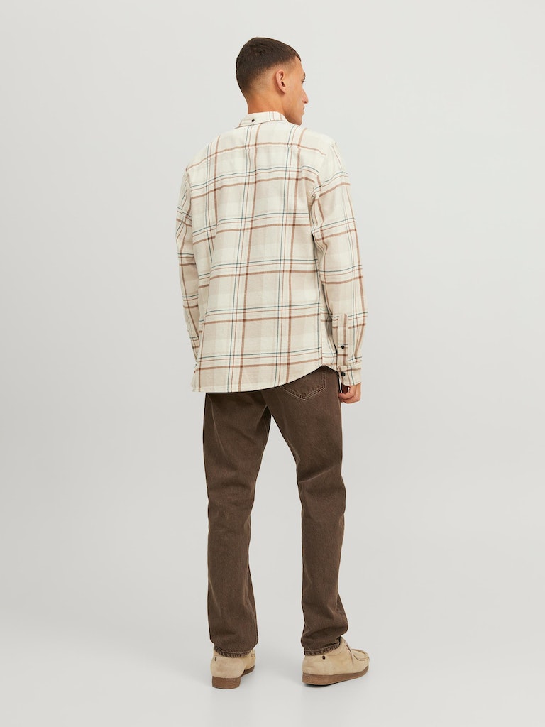 Jprblubrook Check Twill Shirt L/SIsland Fossil COMFORT FIT