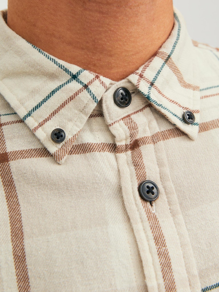 Jprblubrook Check Twill Shirt L/SIsland Fossil COMFORT FIT