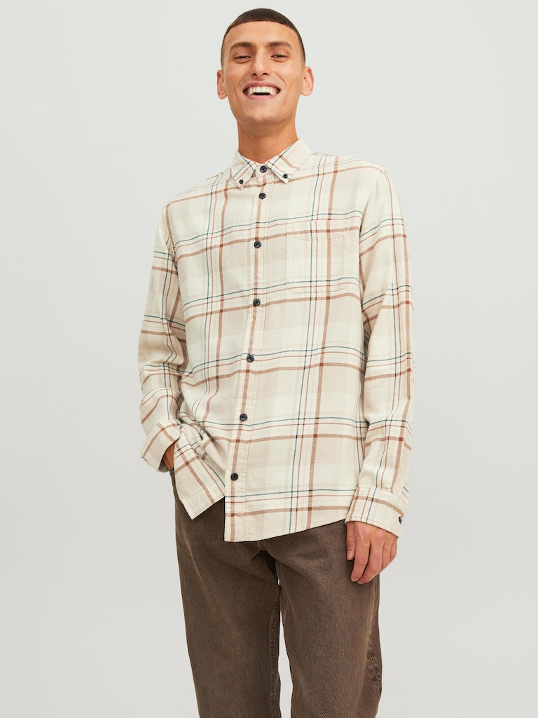 Jprblubrook Check Twill Shirt L/SIsland Fossil COMFORT FIT