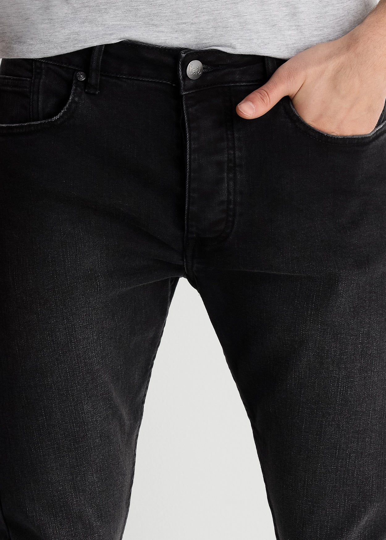 Billy-Gaby Jeans Slim Tiro Medio Washed Black Lois 101923406998