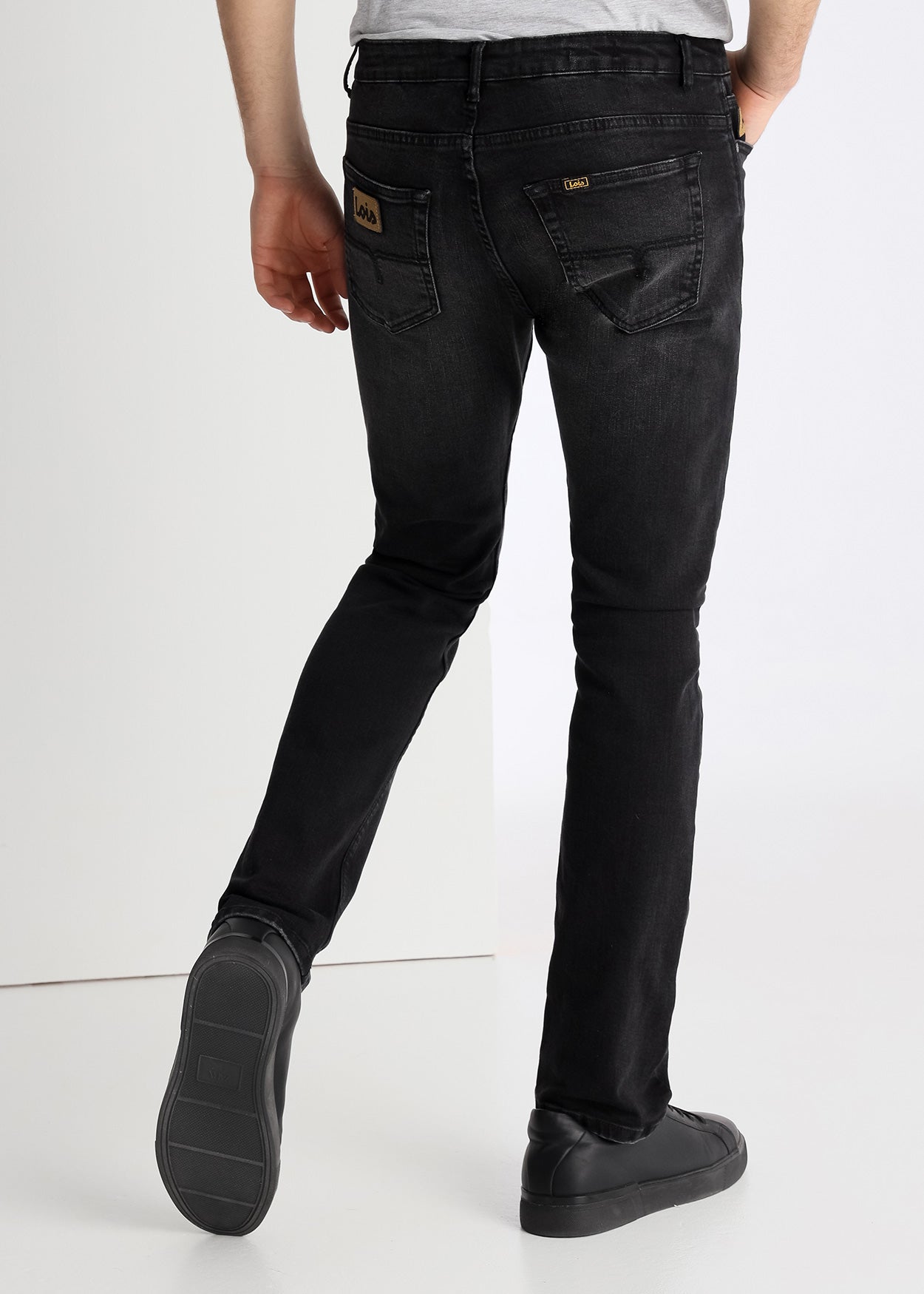 Billy-Gaby Jeans Slim Tiro Medio Washed Black Lois 101923406998