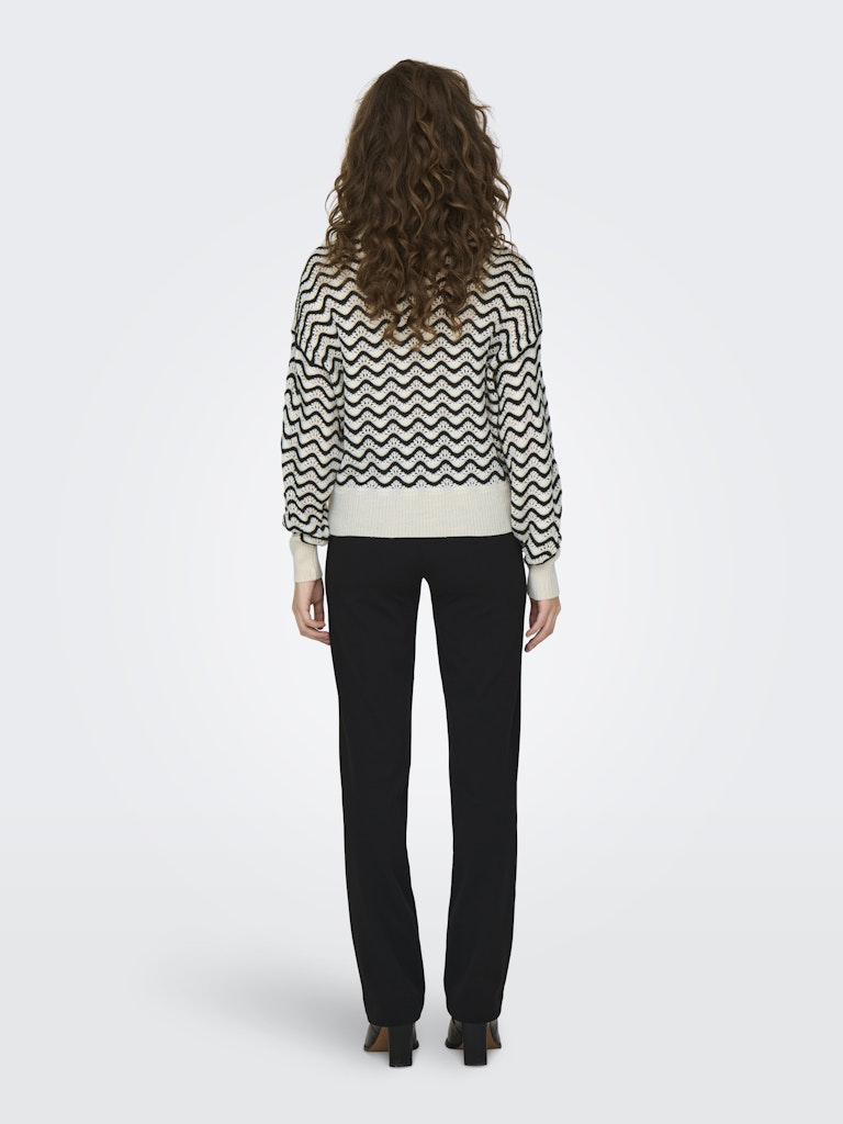 Jdyrita L/S Short Struc Pull Knt Noos 15284280Whitecap Gray W BLACK ZIG ZAG PATTERN