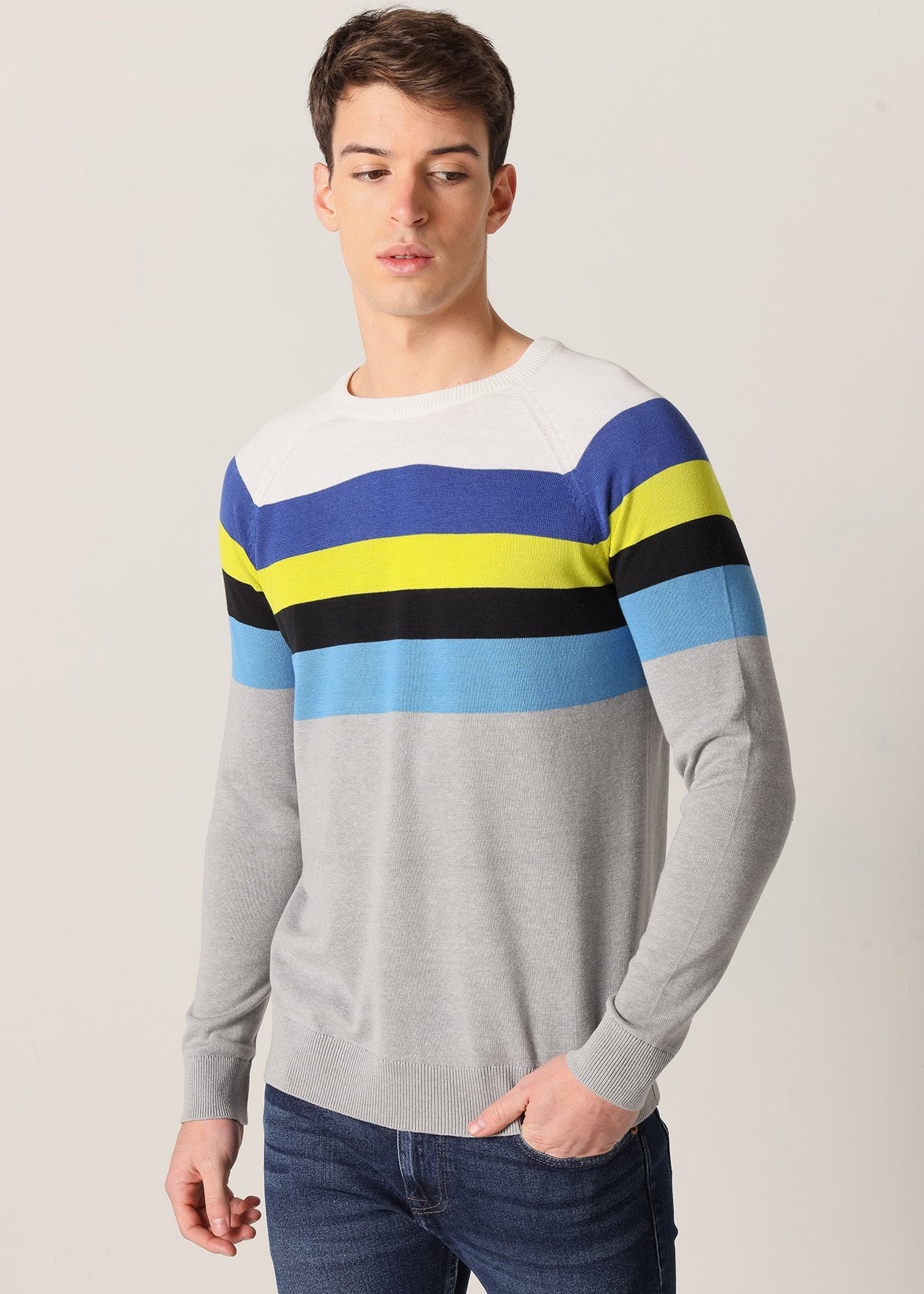 Jersey Cuello Caja Manga Rangla Franjas Block 395