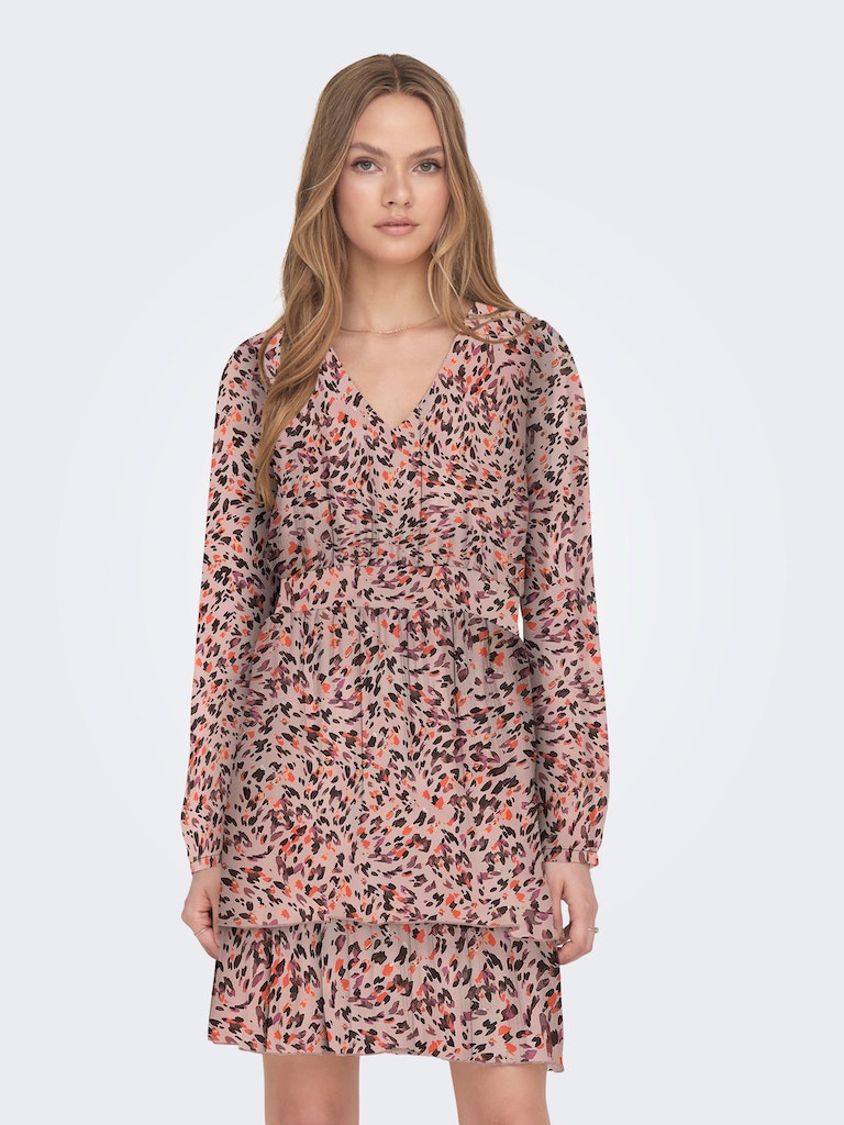 Onladele Life L/S V-Neck Dress PtmRose Smoke Eco animal
