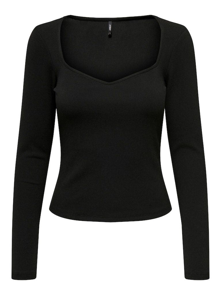 Onlfaith L/S Heart Top JrsBlack