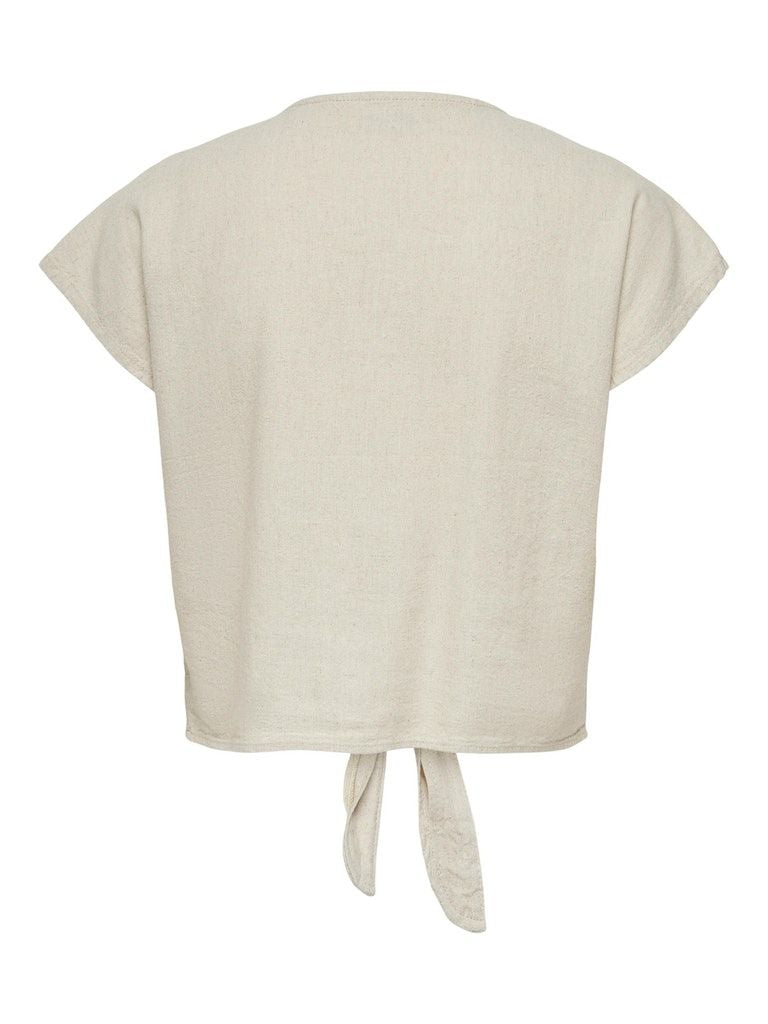 Jdysay S/S Linen Knot Shirt Wvn Oatmeal - dvjeans